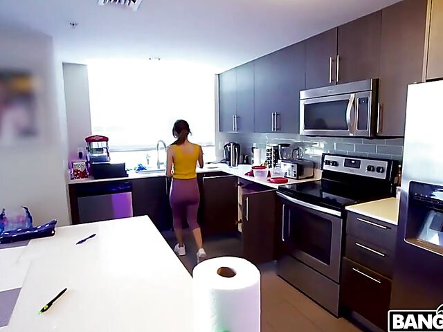 Young maid Dani Blu naked cleaning and fucking POV