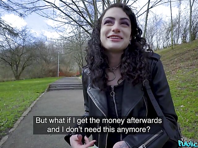 POV pantyhose sex and pussy flash in public with skinny Lydia Black