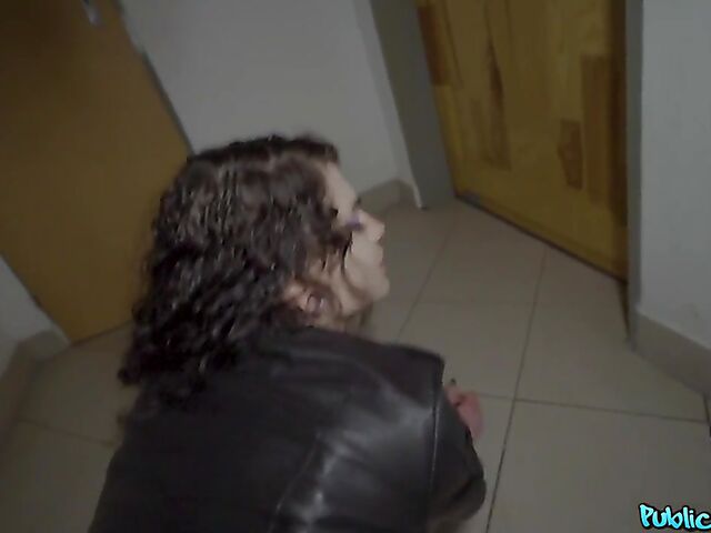 POV pantyhose sex and pussy flash in public with skinny Lydia Black