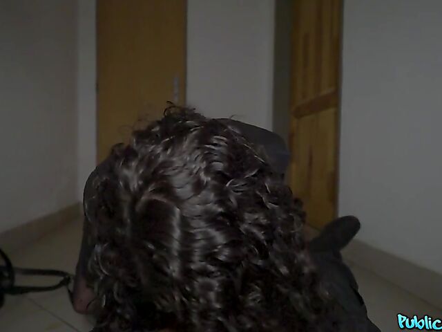 POV pantyhose sex and pussy flash in public with skinny Lydia Black