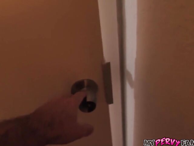 Glasses teen in pink panties Kylie Rocket gets plowed in her bed