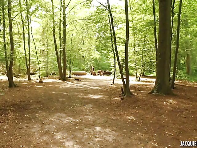 Interracial outdoor fuck in the forest with french redhead Rachel