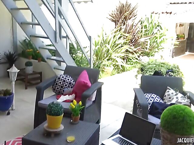 French MILF in white lingerie Lola fucking hard