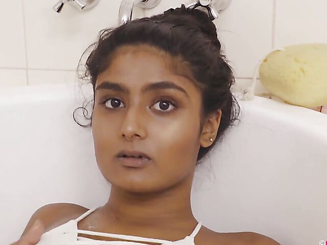 Rhea - Milk bath with a cute indian masturbating passionately