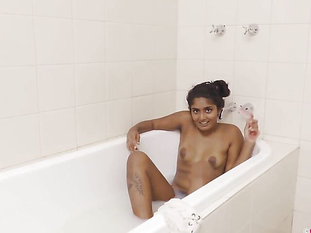 Rhea - Milk bath with a cute indian masturbating passionately