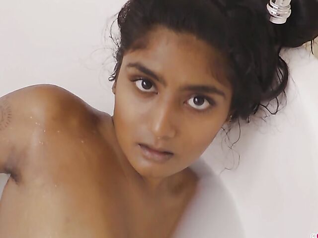 Rhea - Milk bath with a cute indian masturbating passionately