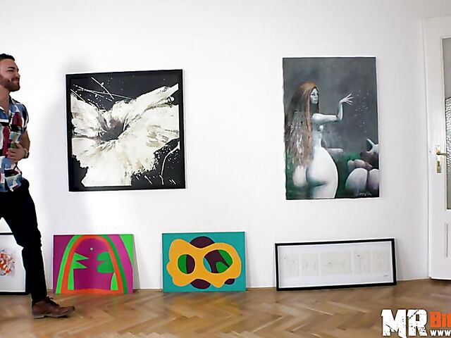 Busty slut in zebra leggings and heels Daisy Lee is interested in art and cock