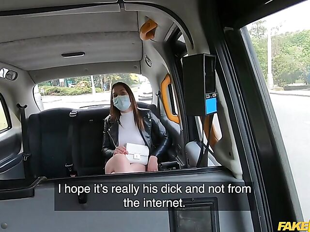 Fake Taxi quarantine edition with masked Mia Rose getting screwed in the backseat