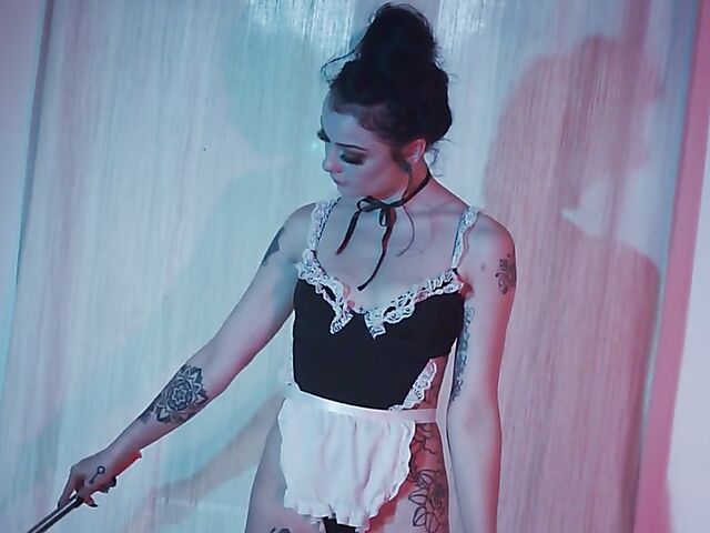 Hot maid solo and jerk off instruction to masturbate with her