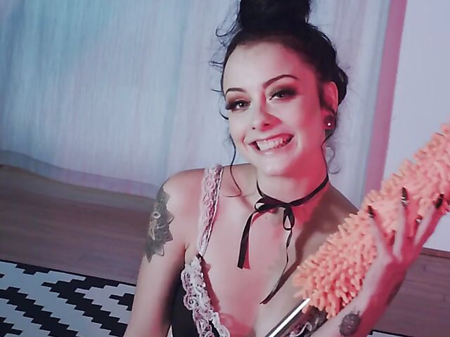 Hot maid solo and jerk off instruction to masturbate with her