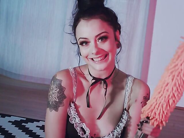 Hot maid solo and jerk off instruction to masturbate with her