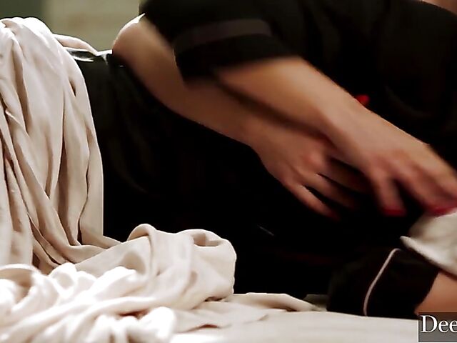 Shaved head girl Paris Amour gets shared by Catalina Ossa and Michael Vegas