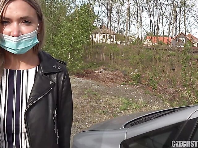 Food insertions and wet and messy anal in the car POV