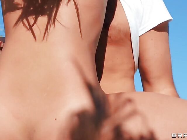 Remy Lacroix anal in the sun in her blue bikini