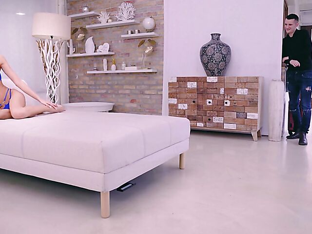 Young skinny blonde Missy Luv is horny and can't wait