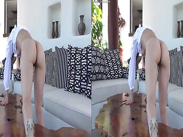 Hot solo with lady in white Lexa spreading her pussy for you in VR 3D
