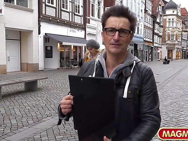 Tall german slut Lara gets talked into sex