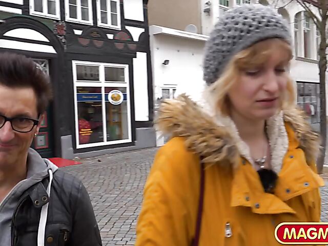 Tall german slut Lara gets talked into sex