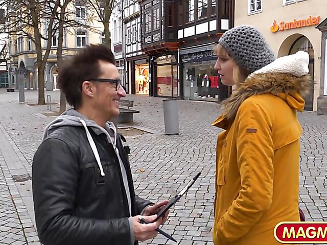 Tall german slut Lara gets talked into sex