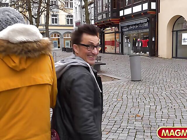 Tall german slut Lara gets talked into sex