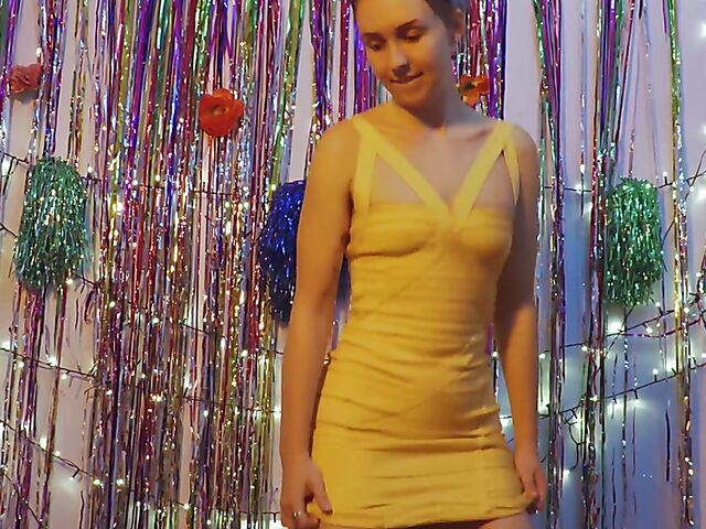 Hairy pussy masturbation on a stool with Olive G