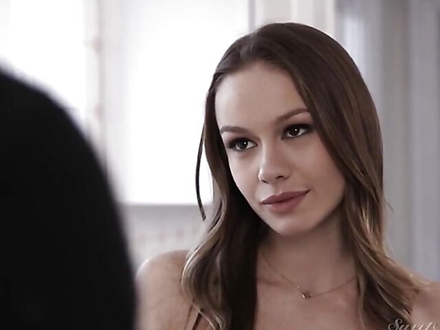 Hot sex after dark in the living room with skinny Natalie Knight