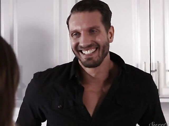 Hot sex after dark in the living room with skinny Natalie Knight