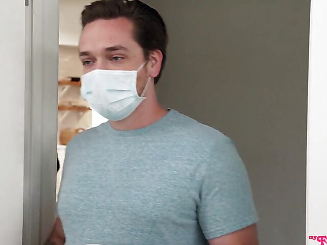 Petite blonde Winter Bell collecting cum with her pussy