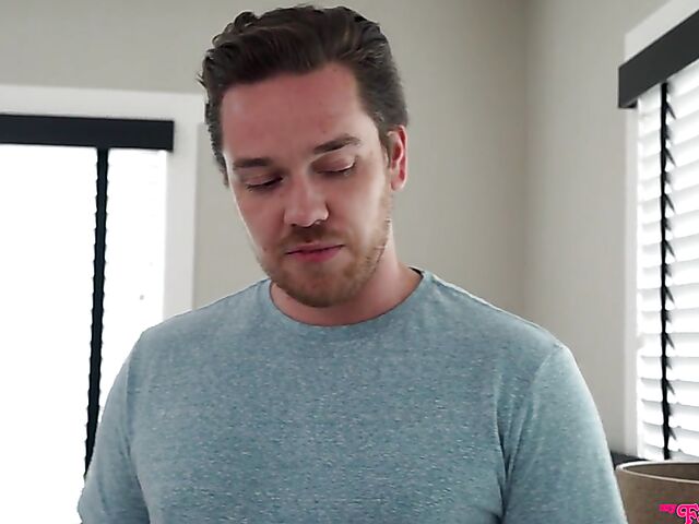 Petite blonde Winter Bell collecting cum with her pussy