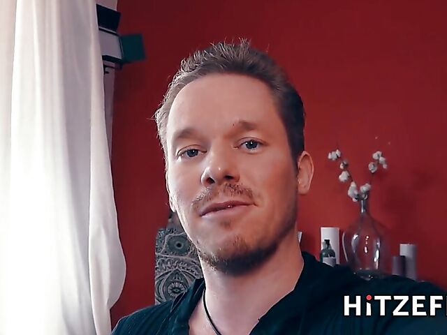 German blonde in red stockings Helena Moeller bounces on a cock POV