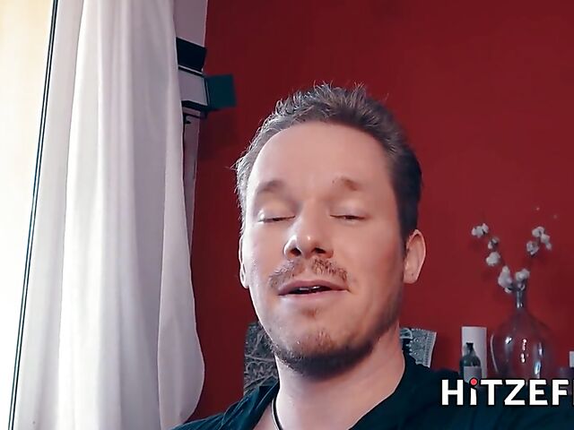 German blonde in red stockings Helena Moeller bounces on a cock POV