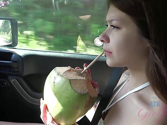 Cute POV girl Winter Jade traveling and fucking her man