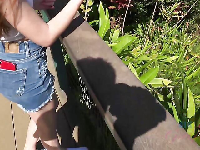 Cute POV girl Winter Jade traveling and fucking her man