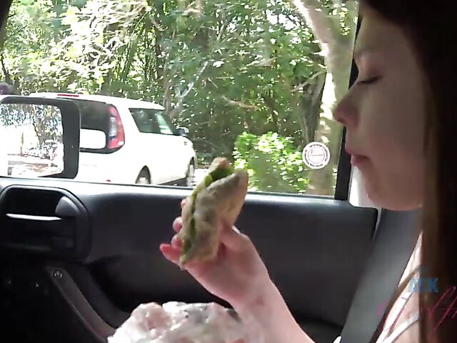 Cute POV girl Winter Jade traveling and fucking her man