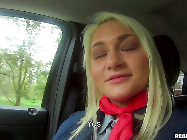 Pick up and POV car sex with russian blonde Alive Bell