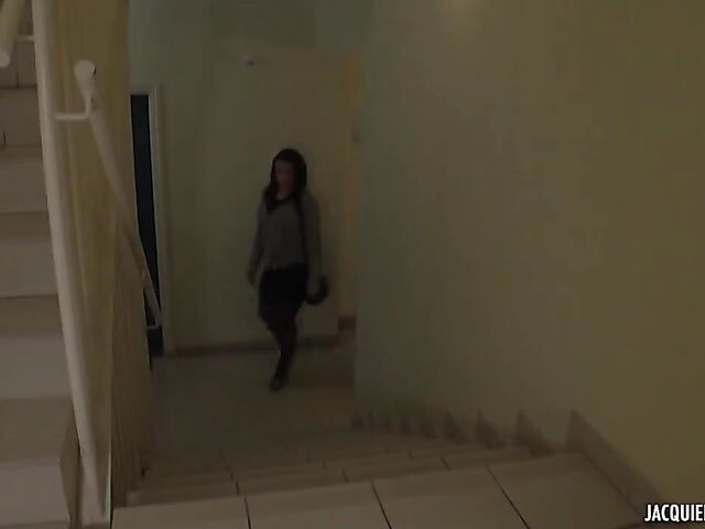 Double vaginal in black stockings with French fitness teacher Victoria