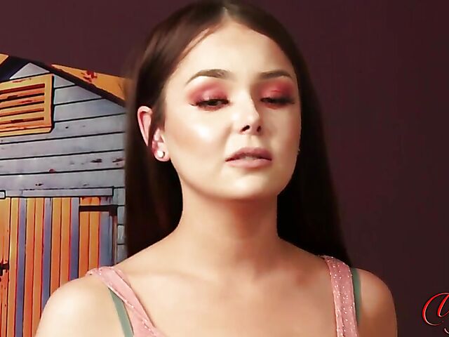 Louise Hardy showing her ass to a black guy and watching him jerk off