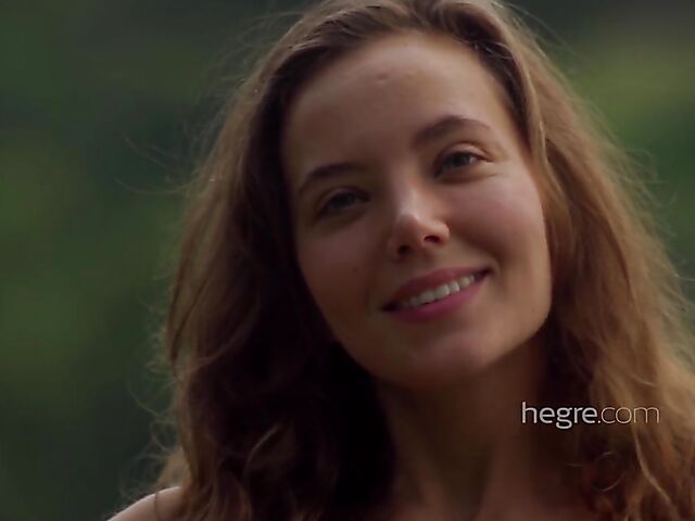 Nude art shoot backstage with Clover swinging outdoors in Bali