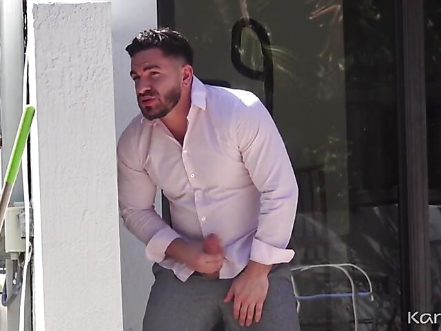 Dani Lynn - Cute naked babysitter caught fingering in the backyard