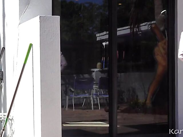 Dani Lynn - Cute naked babysitter caught fingering in the backyard