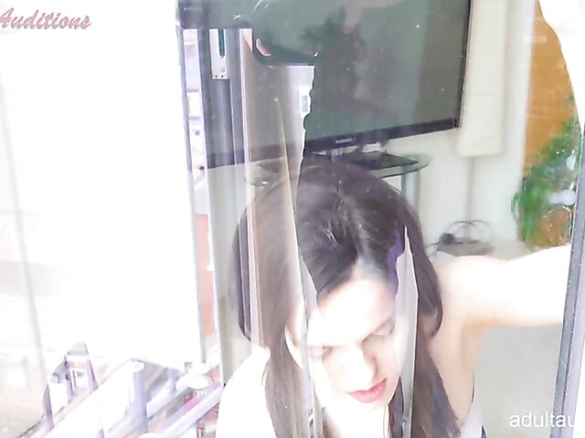 Well-endowed British college teen with pigtails Sabrina window cleaning and fucking