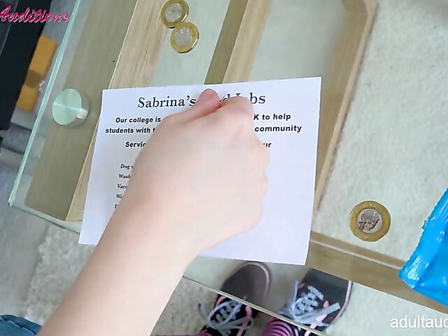 Well-endowed British college teen with pigtails Sabrina window cleaning and fucking