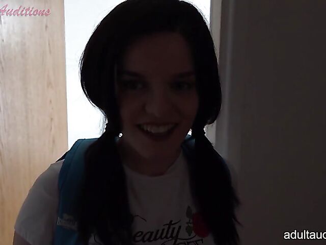 Well-endowed British college teen with pigtails Sabrina window cleaning and fucking