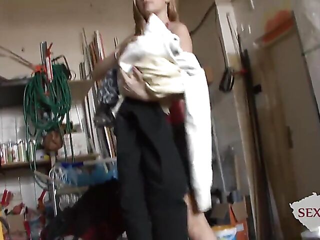 Czech gangbang with a young looking newbie