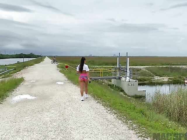 Public ass shaking and outdoor fuck POV with tight Kelsi Monroe