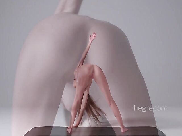 Erotic nude exercise with slim fitness girl Leona