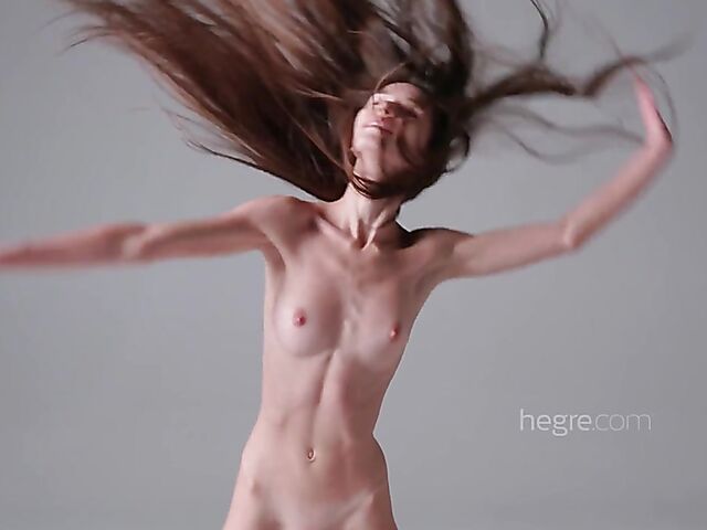 Erotic nude exercise with slim fitness girl Leona