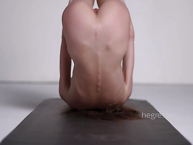 Erotic nude exercise with slim fitness girl Leona