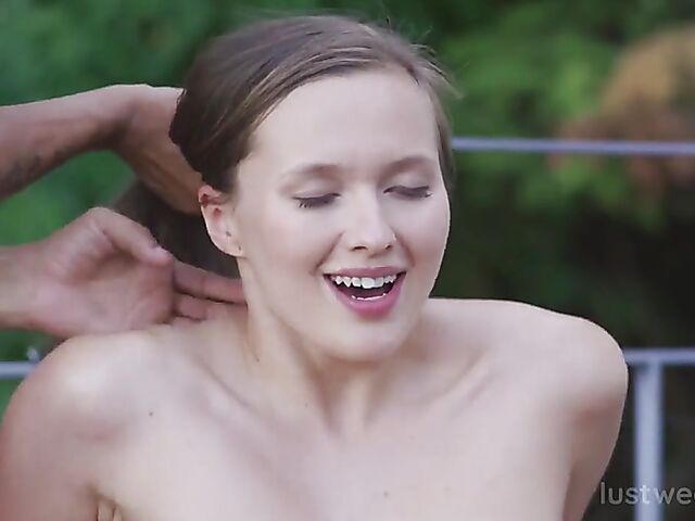 Czech threesome outside with delightful Stacy Cruz