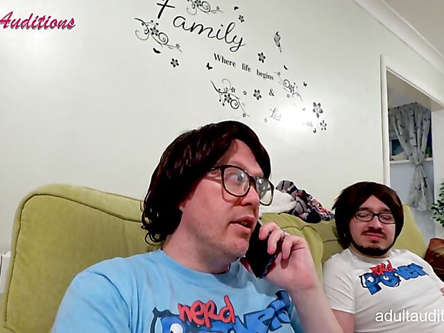 Nerd blowjob casting for newbie Eve getting naked and sucking his dick